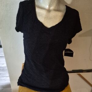 Liz Claiborne Career Ebony Textured Short Sleeve Tee